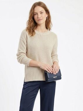 J.Crew 100% Linen Open Knit Top XS | Coastal Chic Minimalist Neutral Top